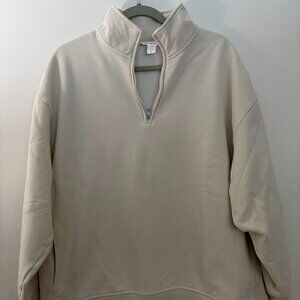 Athleta Forever Fleece 1/4 Zip Sweatshirt - Oatmeal - XL